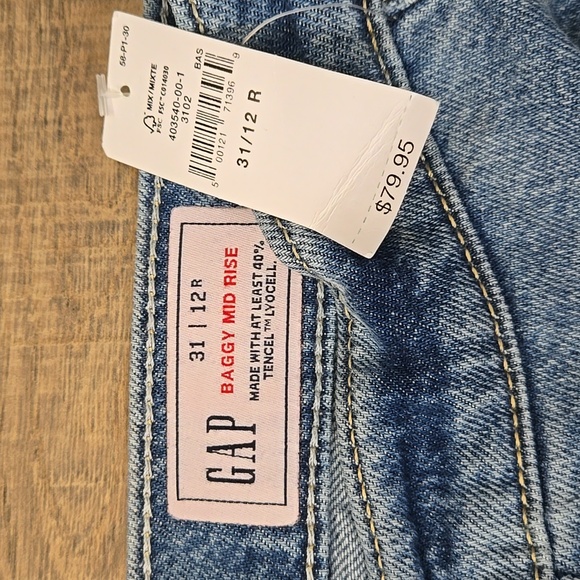 Women's GAP Baggy Mid Rise Jeans 12R - Picture 2 of 4